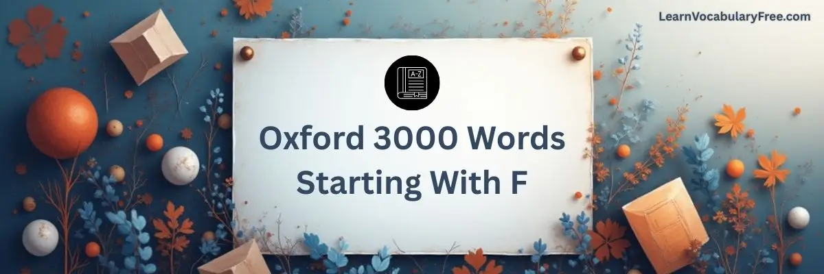 Oxford 3000 Words Starting With F hero banner showing vocabulary book and clean LVF-themed background