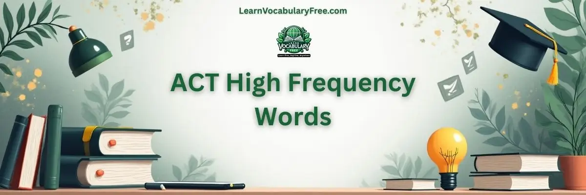 ACT high frequency words list with meanings and practice quizzes by LearnVocabularyFree.com