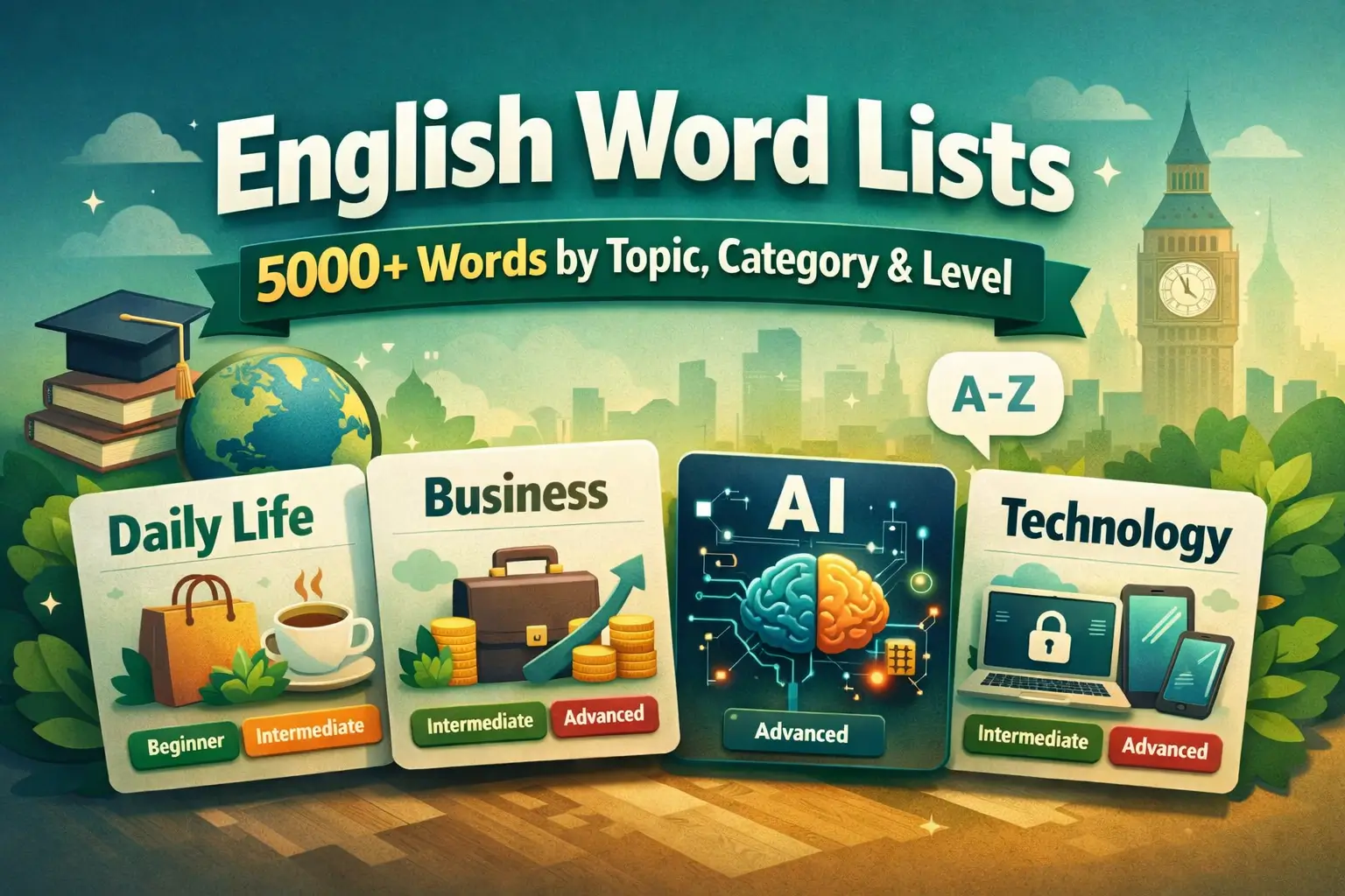 English Word Lists – 5000+ Vocabulary Words by Topic, Category & Level