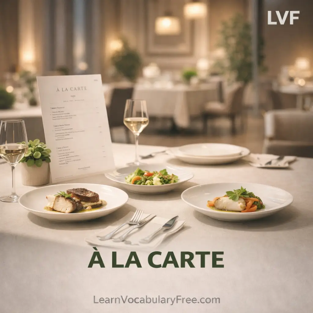 À la carte menu dining experience showing restaurant ordering style vocabulary