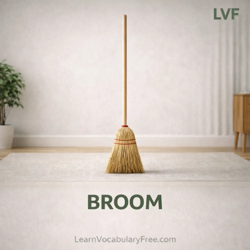 Broom cleaning tool used in home showing daily life vocabulary for English learners