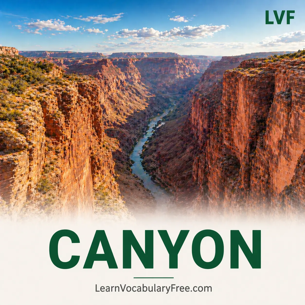 Rocky canyon landscape showing natural landform vocabulary for English learning