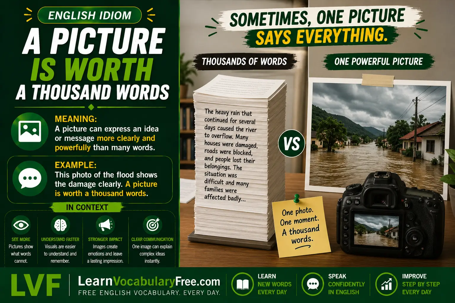 A Picture Is Worth a Thousand Words idiom meaning visual - images can explain ideas better than words