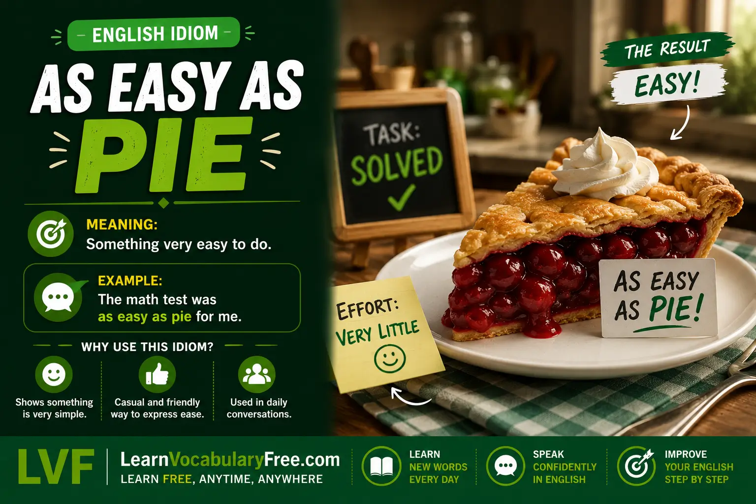 As Easy as Pie idiom meaning visual - very easy to do